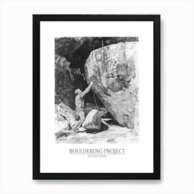 Bouldering Project Austin Texas Black And White Drawing 2 Poster Art Print