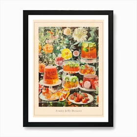 Fruity Jelly Dessert Retro Collage Poster Art Print