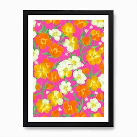 Tulip Floral Print Retro Pattern 1 Flower Art Print