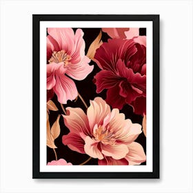 Peony Flower Seamless Pattern 1 Art Print