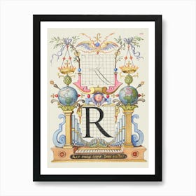 Guide For Constructing The Letter R From Mira Calligraphiae Monumenta, Joris Hoefnagel Art Print