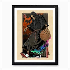 Slamming Souls Basketball Skeleton Art Print