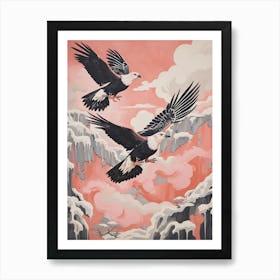 Vintage Japanese Inspired Bird Print Crested Caracara 4 Art Print