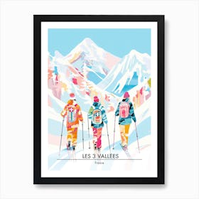 Les 3 Vallees   France, Ski Resort Poster Illustration 0 Art Print