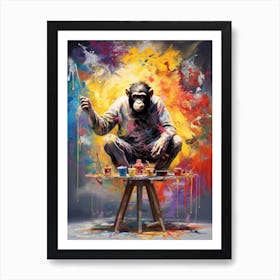 Colourful Thinker Monkey Graffiti Illustration 2 Art Print