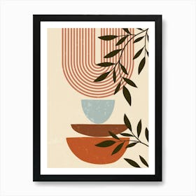 Abstract Geometric With Leaves 1 Art Print