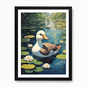 Duck In A Pond Print Art Print