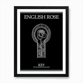 English Rose Key Line Drawing 4 Poster Inverted Art Print