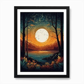 Sunset Over A Lake Art Print