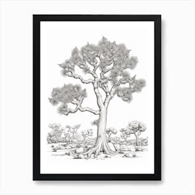  Detailed Drawing Of A Joshua Tree In The Style Of Jam 2 Art Print