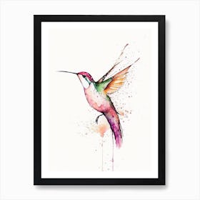 Calliope Hummingbird Minimalist Watercolour 3 Art Print