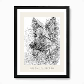 Belgian Sheepdog Line Sketch 1 Poster Art Print