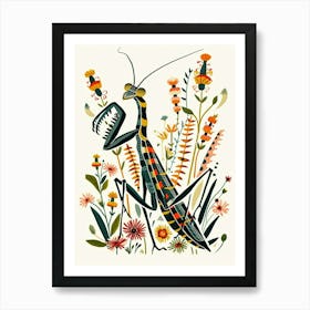 Colourful Insect Illustration Praying Mantis 2 Art Print