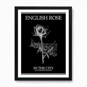 English Rose In The City Line Drawing 2 Poster Inverted Art Print