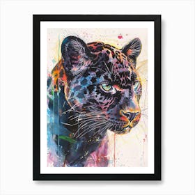 Panther Colourful Watercolour 1 Art Print