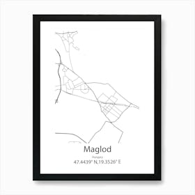 Maglod,Hungary Minimalist Map Art Print