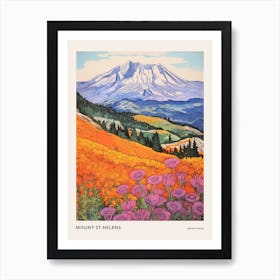 Mount St Helens United States 6 Colourful Mountain Illustration Poster Art Print