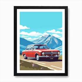 A Alfa Romeo Giulia In The Andean Crossing Patagonia Illustration 2 Art Print