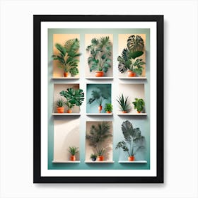 Set Of Plants On Shelves Art Print