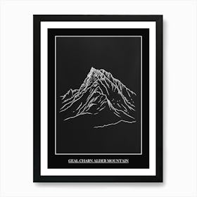 Geal Charn Alder Mountain Line Drawing 4 Poster Art Print