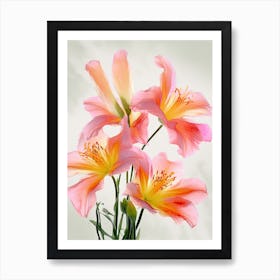 Lilies Flowers Acrylic Painting In Pastel Colours 5 Art Print