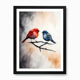 Birds On A Branch Art Print