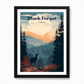 Black Forest Germany Wildlife Travel Illustration Art Print