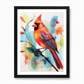 Bird Painting Collage Northern Cardinal 4 Art Print