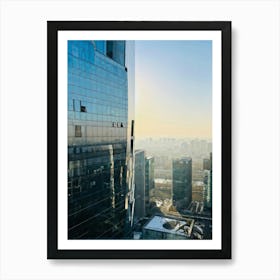 A Picture Of A Contemporary Office Building Its Sleek Facade Reflecting The Early Morning Sunlight (4) Art Print