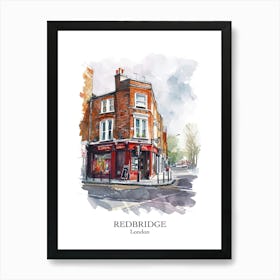 Redbridge London Borough   Street Watercolour 4 Poster Art Print