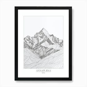 Annapurna Nepal Line Drawing 2 Poster Art Print