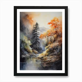 Watercolor Of A River 1 Art Print