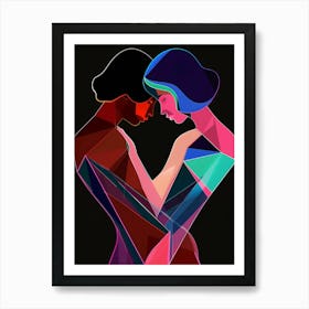 Abstract, pink, blue, "Attachment" Art Print