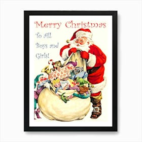 Santa Claus With Christmas Toy Bag Poster