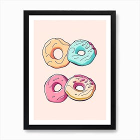 Donuts Dessert Minimal Line Drawing 2 Flower Art Print