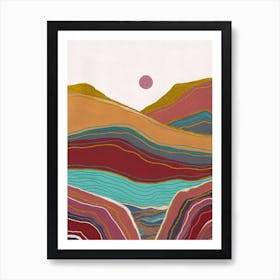 Retro Rainbow Landscape 2 Art Print