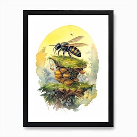 Cuckoo Wasp Bee Beehive Watercolour Illustration 3 Art Print