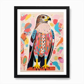 Pink Scandi Red Tailed Hawk 2 Art Print