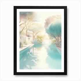 Lanes In Swimming Pool Landscapes Waterscape Gouache 1 Art Print