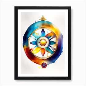 Dharma Wheel, Symbol, Third Eye Watercolour 6 Poster