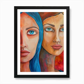 Two Women With Blue Eyes Art Print