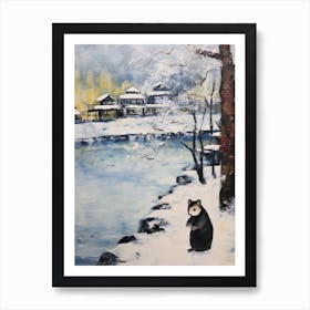 Vintage Winter Animal Painting Mouse 1 Art Print