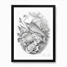 Hikari Moyo Koi 1, Fish Haeckel Style Illustastration Art Print