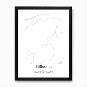 Skillounta,Greece Minimalist Map Art Print