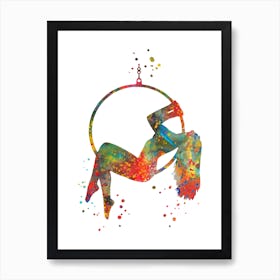 Aerial Hoop Lyra Aerial Ring Cerceau Cerceaux Watercolor 2 Art Print