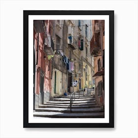 Sunlight In Streets Of Naples, Italy Art Print