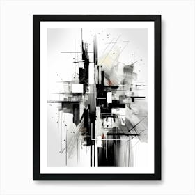 Technology Abstract Black And White 2 Art Print