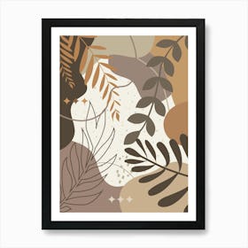 Botanical Plants Earth Colors Aesthetic Abstract Background Art Print