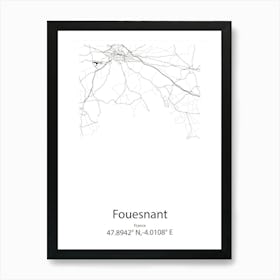 Fouesnant,France Minimalist Map Art Print