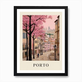 Porto Portugal 4 Vintage Pink Travel Illustration Poster Art Print